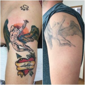 angel shoulder tattoo rework